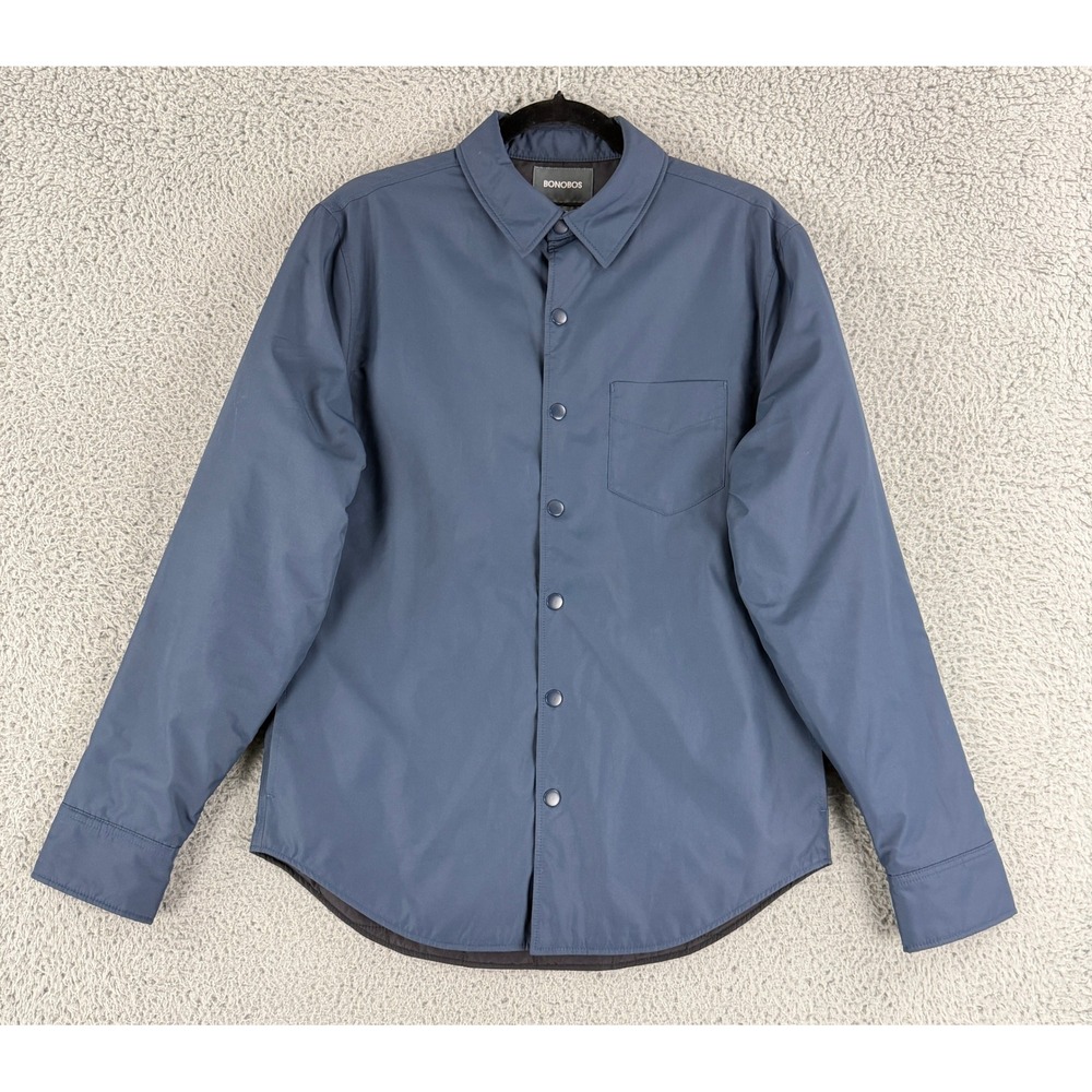 Bonobos Quilted Shirt Jacket Mens S Blue Slim Fit Insulated Snap Front Shacket